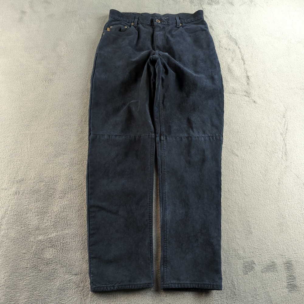 Vintage 90s Skotts Suede‎ Jeans Womens 10 Black Faded High Rise Straight Leather